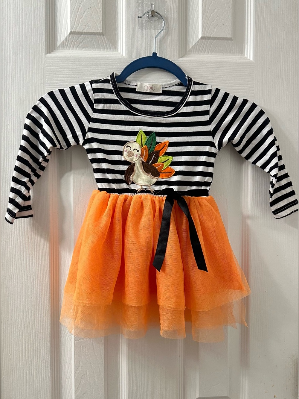 Striped Turkey Tutu Dress - Black & Orange Kids Costume